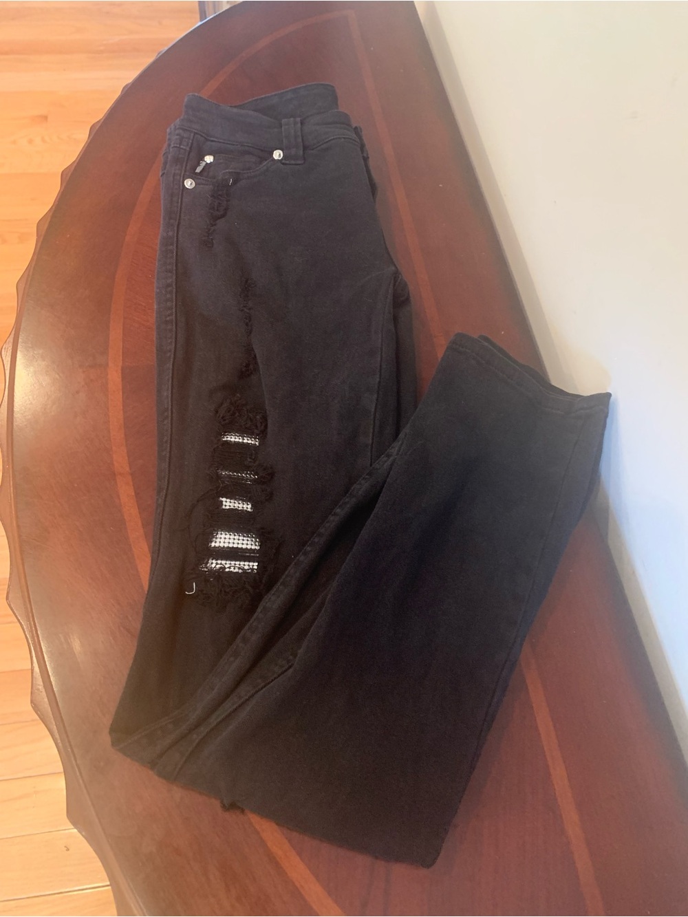Tripp NYC Black Women's Distressed Straight-Leg Jeans